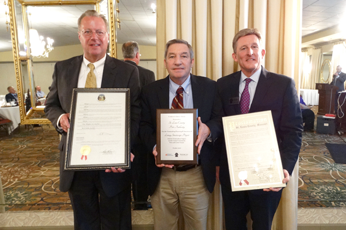 Mike Vogt with St. Louis Partnership accepting the award