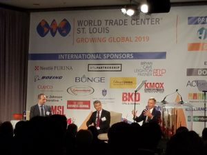 Growing Global panelists: Consul General Zhao Jian, the 11th Consul General of the People’s Republic of China in Chicago, Jacob Parker, Senior Vice President at the US-China Business Council (who served as moderator), and Dave Rank, Senior Advisor at The Cohen Group.