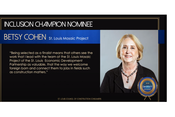 Betsy Cohen of St. Louis Mosaic Project of the St. Louis Economic Development Partnership as Diversity Awards Finalist